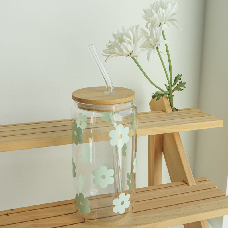 Pastel Flowers Glass