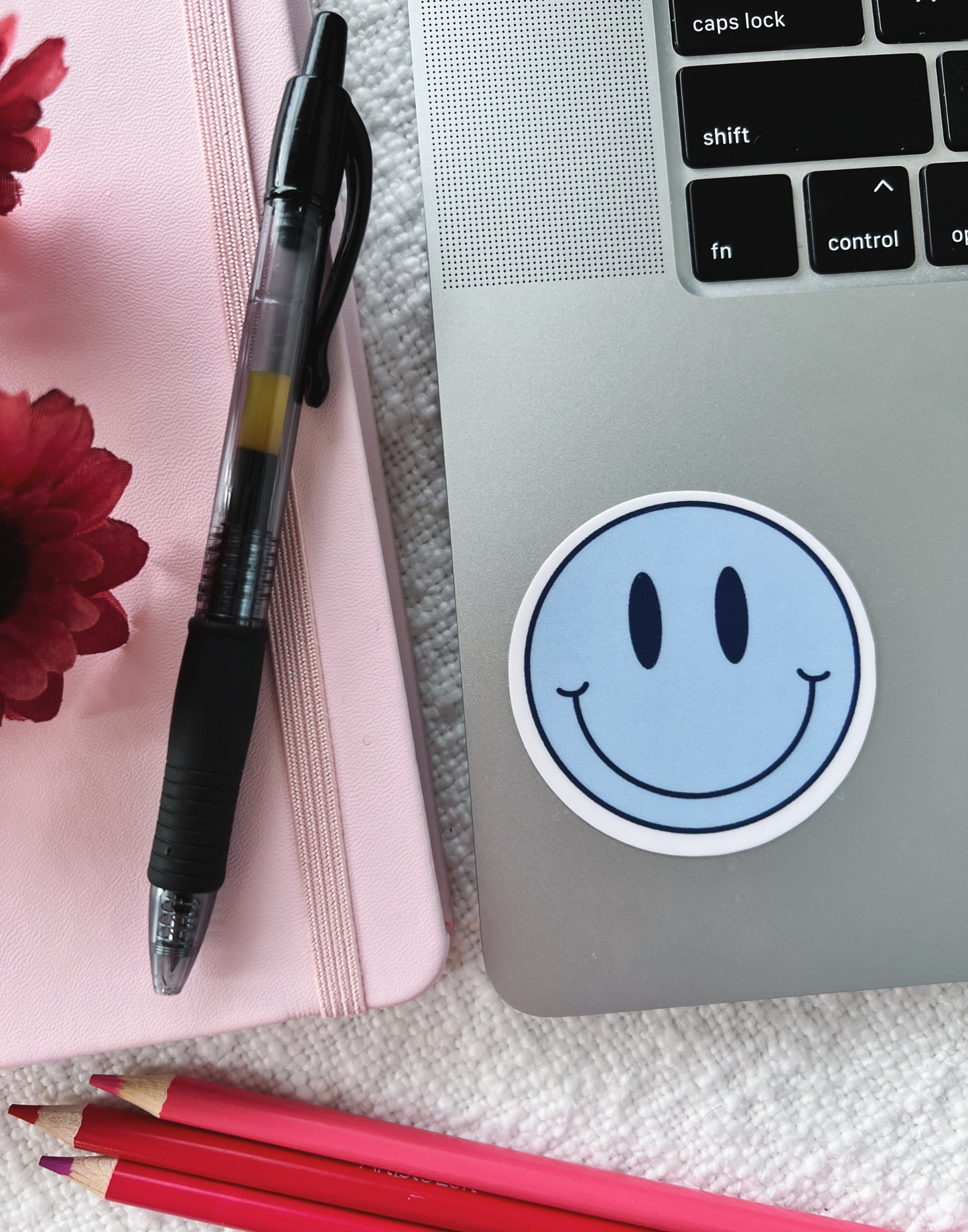 Happy Face sticker Blue