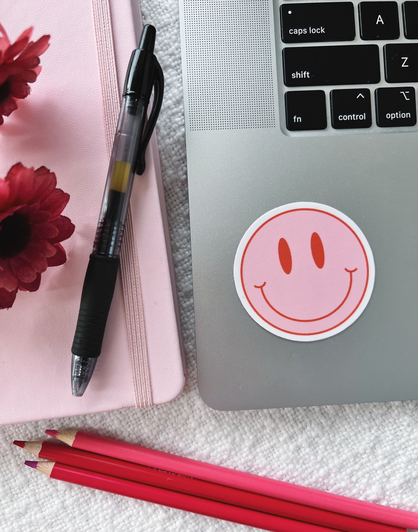 Happy Face Sticker Pink