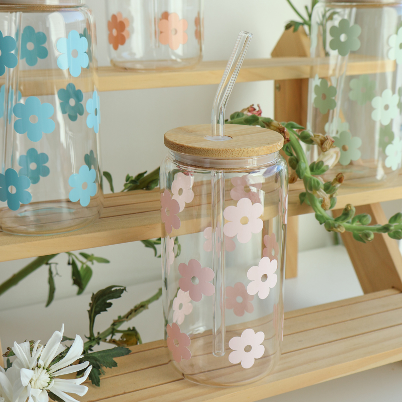 Pastel Flowers Glass