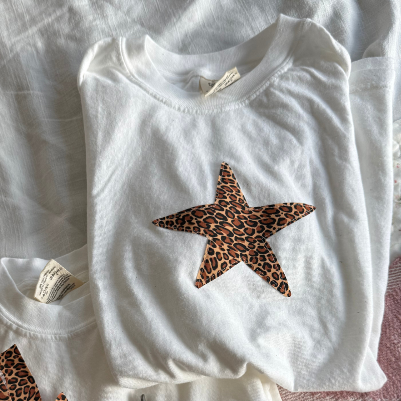 Animal Print Star Patchwork Tee