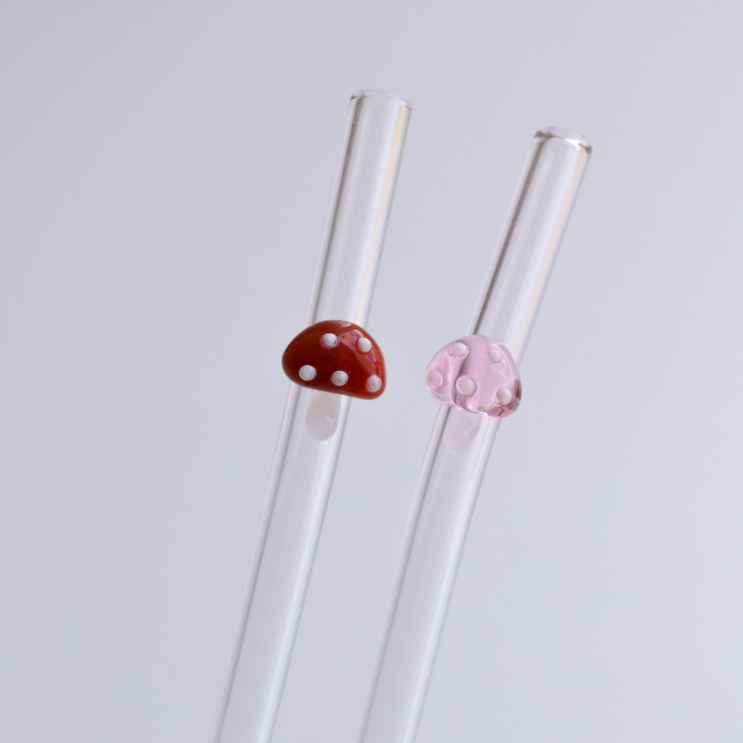 Mushroom Glass Straw