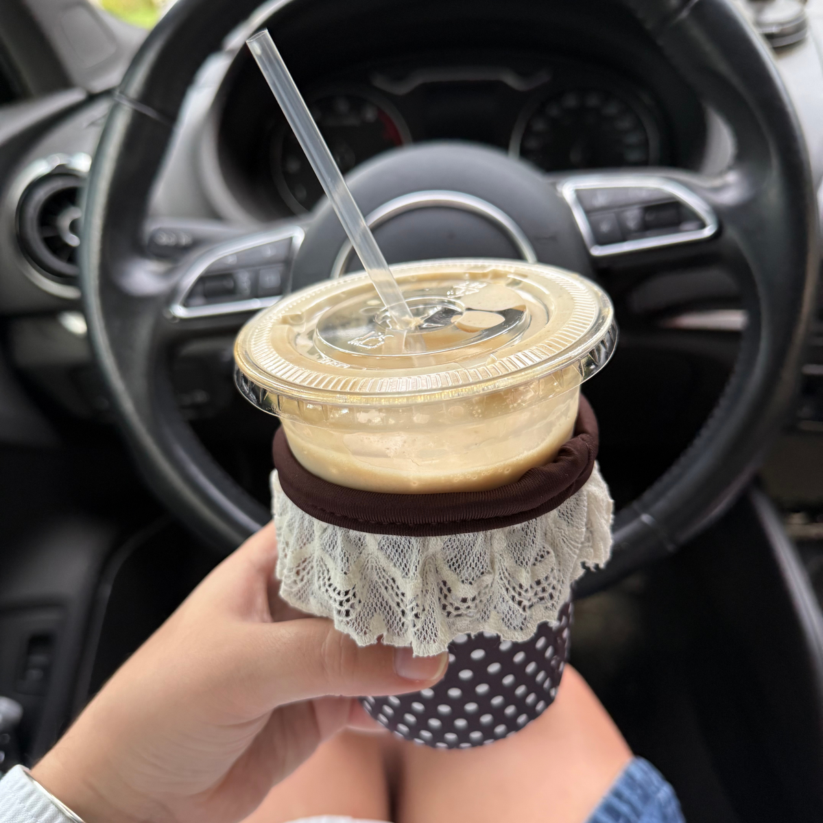 "Polka Dot Lace" ICED COFFEE COOZIE