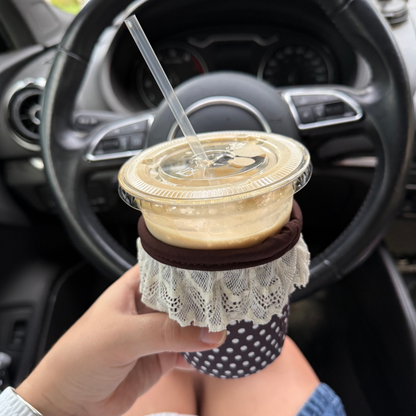 "Polka Dot Lace" ICED COFFEE COOZIE