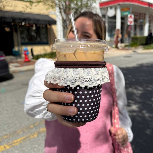 "Polka Dot Lace" ICED COFFEE COOZIE