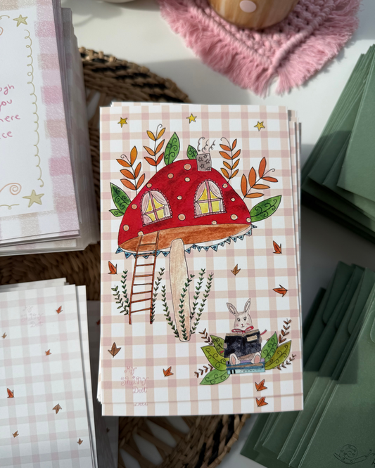 Autumn at the mushroom house — Postcard set