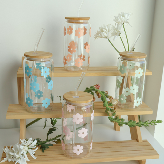 Pastel Flowers Glass